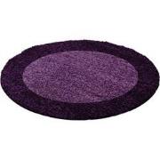 Tapijtenloods Basic Rond Shaggy Kader vloerkleed Paars Hoogpolig- 120 ...