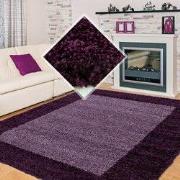 Tapijtenloods Basic Shaggy Kader vloerkleed Paars Hoogpolig- 80x250 CM