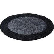 Tapijtenloods Basic Rond Shaggy Kader vloerkleed Antraciet / Grijs Hoo...