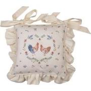 Clayre & Eef Kussenhoes Stoelkussen  40x40 cm Beige Blauw Katoen Vierk...