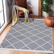 Boho Kelim Dubbelzijdig Wasbaar Vloerkleed Grijs Creme- 80x150 CM