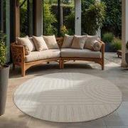 Berlin Outdoor - Japandi - Rond - Creme - Buitenkleed Tuin - Weerbeste...