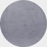 Pouffy Fluffy  - Hoogpolig  Rond Vloerkleed - Uni Kleur - Grijs - Woon...