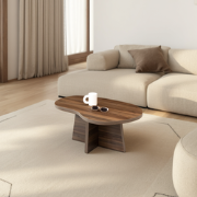 Organische Salontafel Ollie 80 x 55cm, kleur bruin notenhout