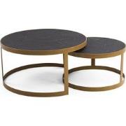Stalux Salontafelset 'Saar' rond 80 en 60cm, kleur goud / zwart marmer