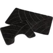 Nevada Badmat Laagpolig Badkamer Set 2-Delig Zwart- 40x50 CM & 50x80 C...