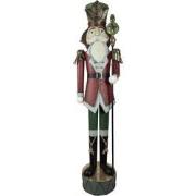 Clayre & Eef Beeld Notenkraker 202 cm Rood Metaal Kerstdecoratie