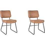 LABEL51 Eetkamerstoel Noah - Cognac - Micro Suede - set van 2