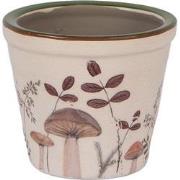 Clayre & Eef Bloempot Ø 8x7 cm Beige Keramiek Paddenstoelen