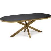 Stalux Plat ovale eettafel 'Noud' 210 x 100, kleur goud / zwart eiken