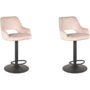 LABEL51 Barkruk Fer - Naturel - Velours - 47 x 45cm - set van 2