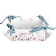 Clayre & Eef Broodmand  35x35x8 cm Wit Groen Katoen Bloemen Cadeau keu...