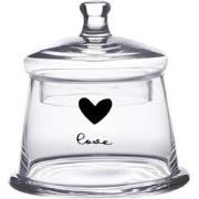 Clayre & Eef Voorraadpot Deksel  Ø 12x13 cm Glas Rond Hart Love Voorra...