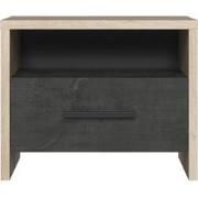 Nachtkastje 1 Lade en 1 Nis - Eiken en Zwart Decor - L49,6 x H40 cm - ...