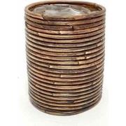 Bloempot Rond Rotan Stripe D14H18Cm Brons