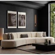 Hoekbank Beige gemêleerde stof organisch Pars - XXXL 390 cm