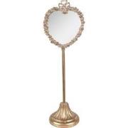 Clayre & Eef Tafelspiegel 14x11x43 cm Goudkleurig Metaal Glas Hartvorm...