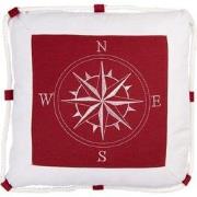 Clayre & Eef Sierkussen 40x40 cm Wit Rood Stof Kussenhoes met Kussenvu...