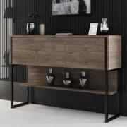 Modern Dressoir Walnoot Luxe 120x80x30 - Zwart Frame - Eén Vak