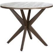 Calma high dining tafel dia. 120 cm aluminium bronze/travertin