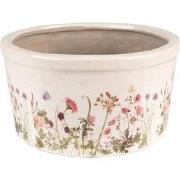 Clayre & Eef Bloempot  Ø 16x9 cm Roze Beige Keramiek Bloemen Bloempot ...