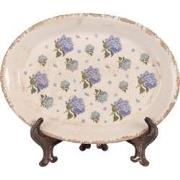 Clayre & Eef Onderbord  25x18x2 cm Beige Blauw Keramiek Bloemen