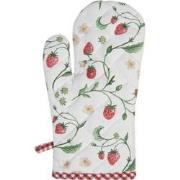 Clayre & Eef Ovenwant  18x30 cm Wit Rood Katoen Aardbeien Ovenhandscho...