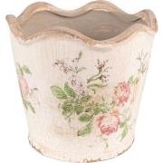 Clayre & Eef Bloempot  Ø 12x11 cm Roze Beige Keramiek Bloemen Bloempot...