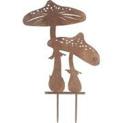 Clayre & Eef Tuinsteker Paddenstoel 34x1x55 cm Bruin Metaal Tuinprikke...
