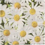 Clayre & Eef Servetten Papier Set van 20 33x33 cm Wit Geel Bloemen