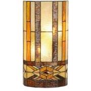 LumiLamp Wandlamp Tiffany  20x11x36 cm  Beige Bruin Metaal Glas Halfro...