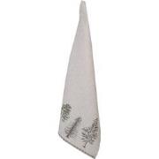 Clayre & Eef Theedoek  50x70 cm Beige Groen Katoen Rechthoek Dennenbom...