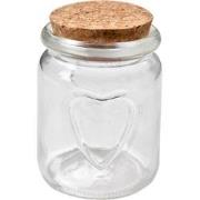 Clayre & Eef Voorraadpot  Ø 6x8 cm Transparant Glas Hartjes Voorraadbu...
