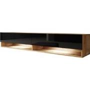 Meubella TV-Meubel Asino LED - Zwart - Eiken - 180 cm