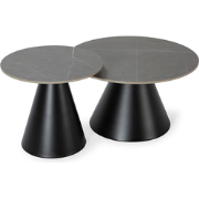 Set van 2 ronde salontafels in grijs - LOUNA