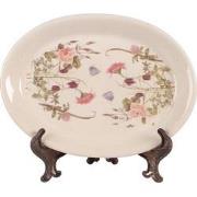 Clayre & Eef Onderbord  25x18x2 cm Beige Roze Keramiek Bloemen