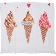 Clayre & Eef Gastendoekje  40x66 cm Wit Roze Katoen Rechthoek Ijsjes T...