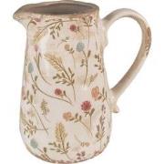 Clayre & Eef Decoratie Kan  16x11x18 cm Roze Beige Keramiek Bloemen Wa...