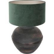Anne Lighting - tafellamp - Lyons - zwart - hout stof - Ø 40cm - E27 -...