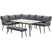 Margriet lounge-diningset - 6-delig - natural - mystic grey