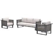 Bologna loungeset - 3-delig - carbon black -  taupe - desert sand