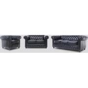 Chesterfield Bank Original Leer | 1 + 2 + 3 zits | Zwart | 12 jaar gar...