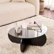 Salontafel Aris Rond 75 cm Glas - Zwart Onderstel