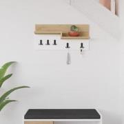 Kapstok 5-Haaks Wit, Eikenhout Melamine - 65 cm