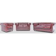 Chesterfield Bank Original Leer | 1 + 2 + 3 zits | Antiek Rood | 12 ja...