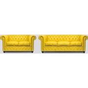 Chesterfield Bank Original Leer | 2 + 3 zits | Geel | 12 jaar garantie