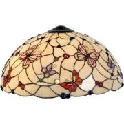 LumiLamp Lampenkap Tiffany  Ø 48 cm Beige Roze Glas Halfrond Vlinder G...