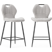 Set van 2 krukken in stof met zwarte metalen poten H65 cm - MULI