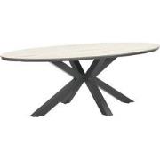 Edison tafel - ovaal - 220x115 cm - carbon black -light teak Vironwood