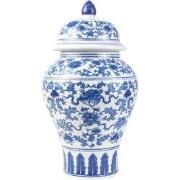 Fine Asianliving Chinese Gemberpot Porselein Blauw Wit Lotus D22xH37cm